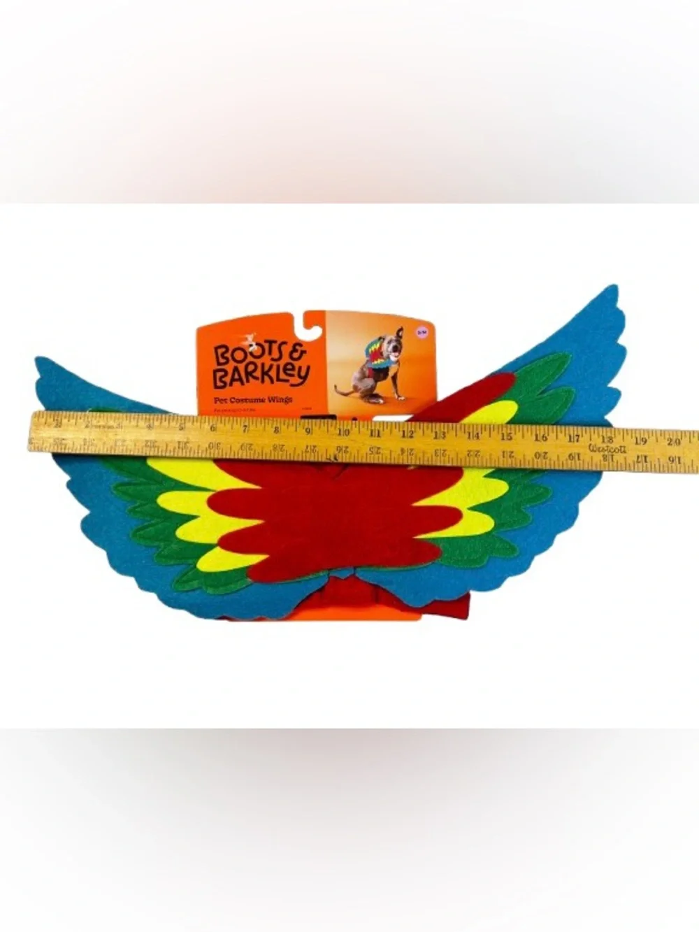 Boots & Barkley Red Harness with Multicolor Parrot Wings - S/M